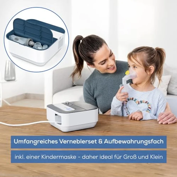 Beurer IH 28 Pro Inhalator, Verneblerset mit hochwertigen Silikonmasken & Nasendusche, mit Kompressor-Drucklufttechnologie und hoher Vernebelungsleistung zur Atemwegstherapie, für Kinder & Erwachsene – Bild 5
