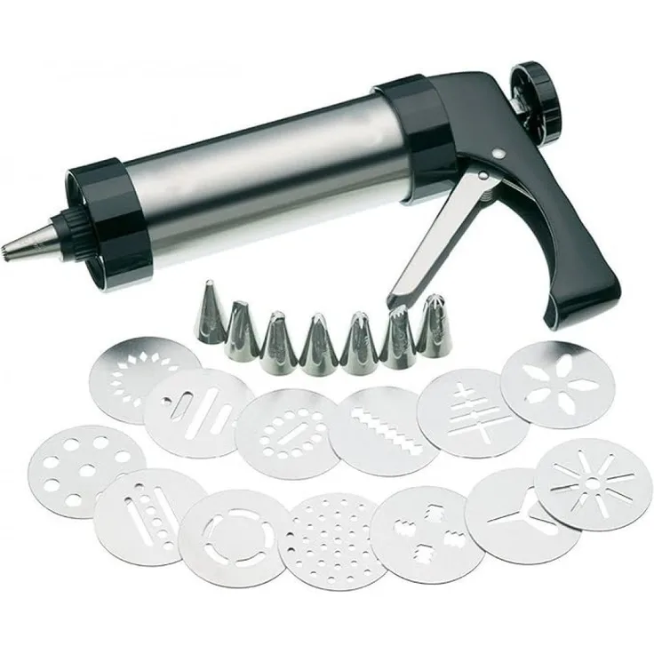 FELIXLEO Gebäckpresse Edelstahl, Airbrush-Kuchendekorationswerkzeuge, 1-tlg Keks-Presspistolen-Set