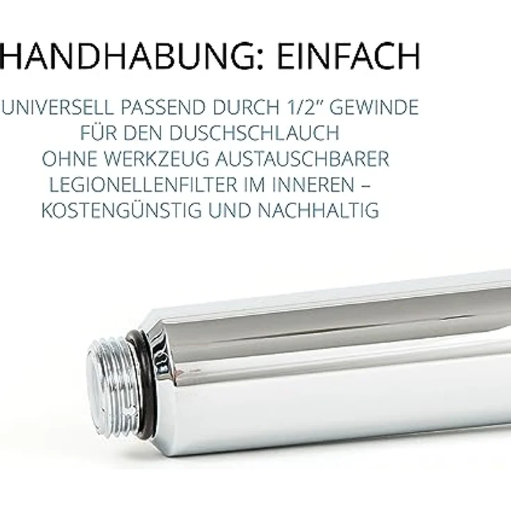 sanquell Legionellenfilter Duschkopf Safety Chrom | Sofortschutz vor Legionellen | Diskret | Hochwertig – Bild 7