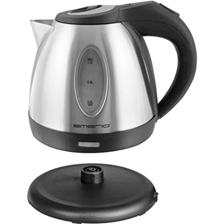 Emerio WK-108079 Wasserkocher, 1,2 L, 1500 W, Wasserstandsanzeige, Edelstahl, Kunststoff, silber, schwarz – Bild 3