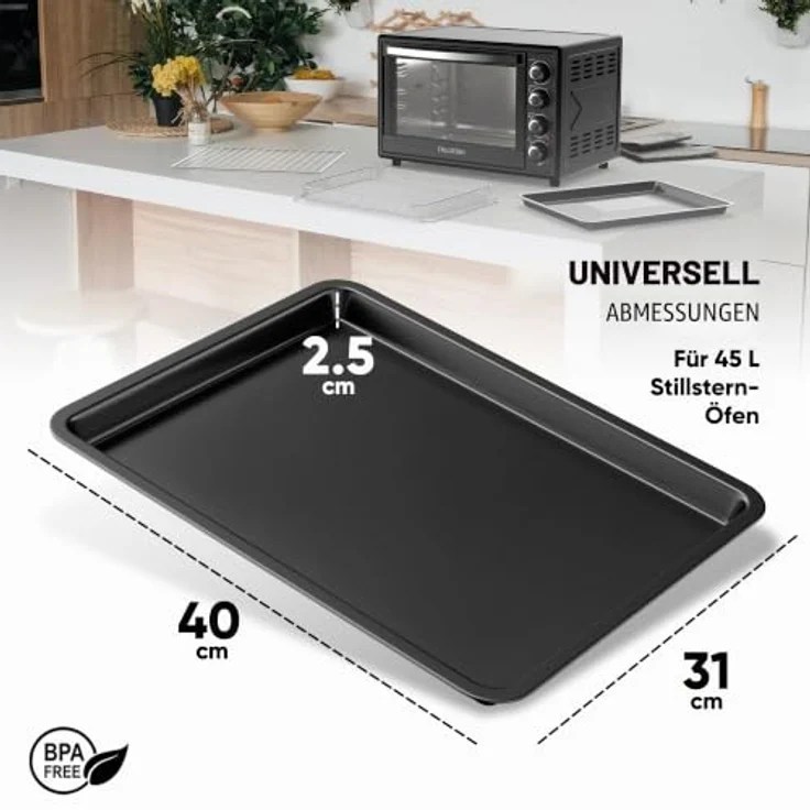 Stillstern Backblech, emaillierte Fettpfanne für Minibackofen, B40cm x T31cm x H2,5cm – Bild 5