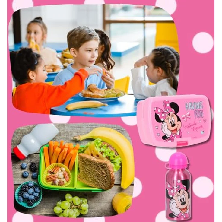 Disney Minnie Mouse Lunchpaket, Lunchbox mit 400 ml auslaufsicherer Trinkflasche, rosa – Bild 4