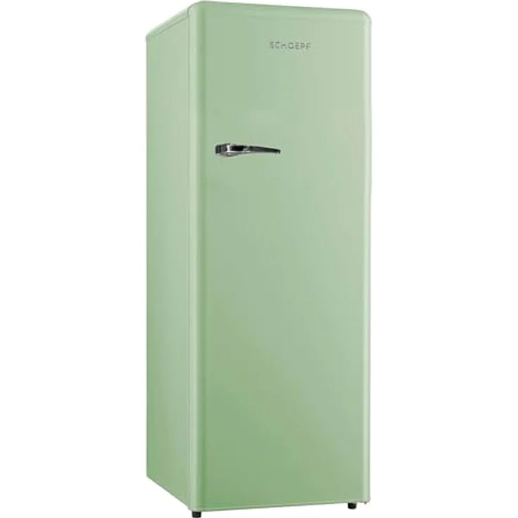 SCHOEPF RKS245SG Retro Vollraumkühlschrank, 238 Liter Nutzinhalt, mint-grün, mit LED-Beleuchtung und Vintage Style – Bild 1