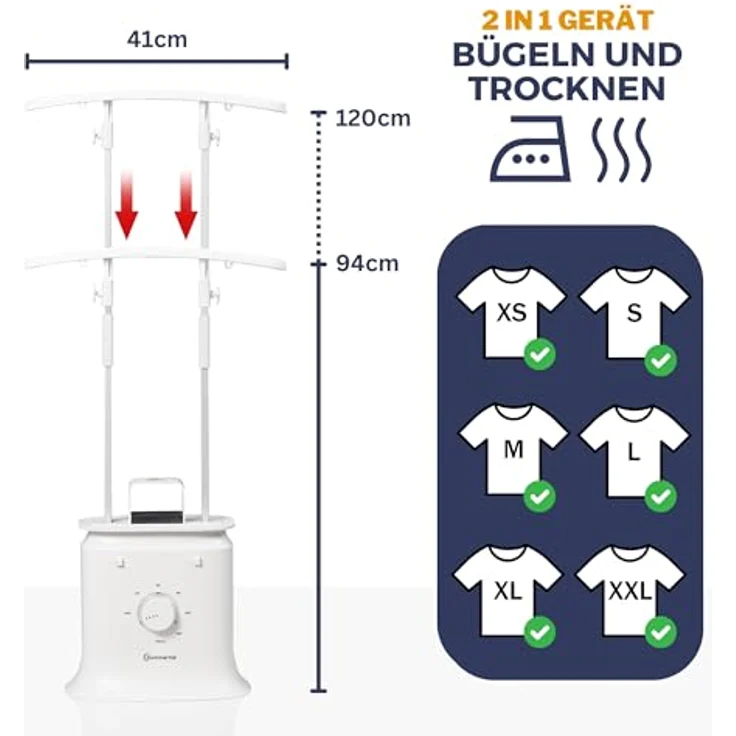 Sommertal Bügelpuppe Gentleman – Hemdenbügler & Bügelmaschine für Hemden, Blusen, T-Shirts, Hosen – Bügelautomat mit 2-in-1 Bügeln & Trocknen Funktionen – effiziente Bügelhilfe – Bild 5