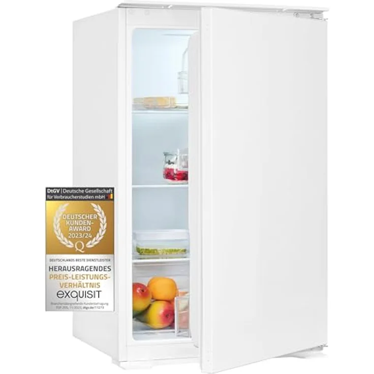Exquisit Einbau Vollraumkühlschrank EKS5131-V-040E | Nutzinhalt: 129 L | Schlepptürmontage | 88cm Höhe | Ohne Gefrierfach – Bild 1