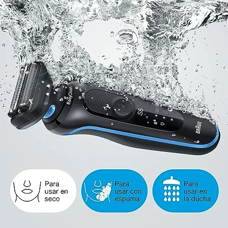 Braun Series 5 Rasierer für Herren, Elektrorasierer, EasyClean, Wet & Dry, wiederaufladbar & kabellos, Geschenk Mann, 51-B1000s, blau – Bild 5