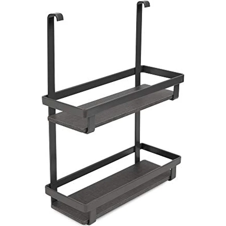 Emuca Gewürzglasregal, Aufhängbare Küchenorganisation aus Stahl, Anthrazitgrau, 2 Regale, Abmessungen 216 x 87 mm – Bild 1