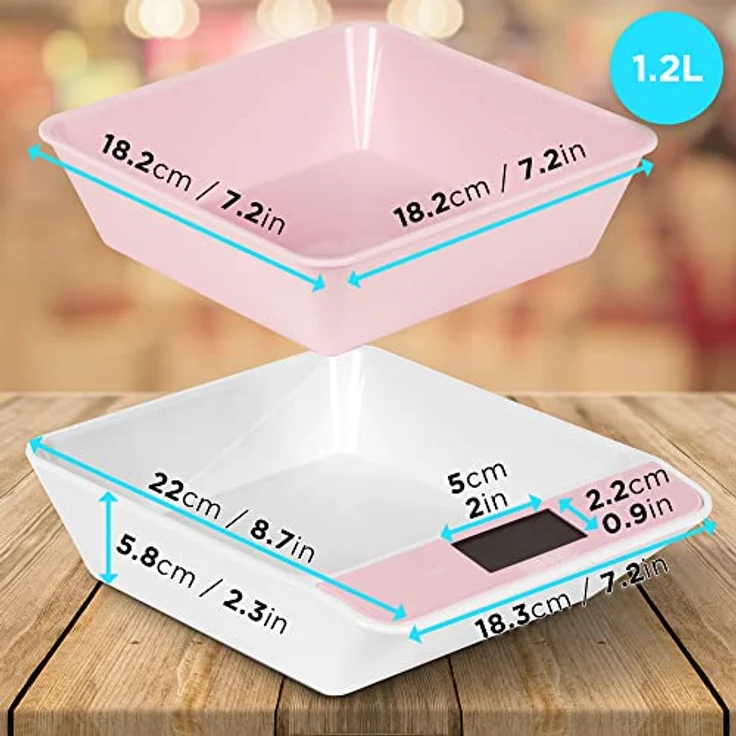 Duronic KS100 PK Küchenwaage | 5 kg Digitalwaage mit 1,2 L abnehmbarer Schüssel | 1 g grammgenau Präzision-Feinwaage | Haushaltswaage mit Tara-Funktion | Digitale Waage mit Hold-Funktion | Zum Kochen – Bild 2