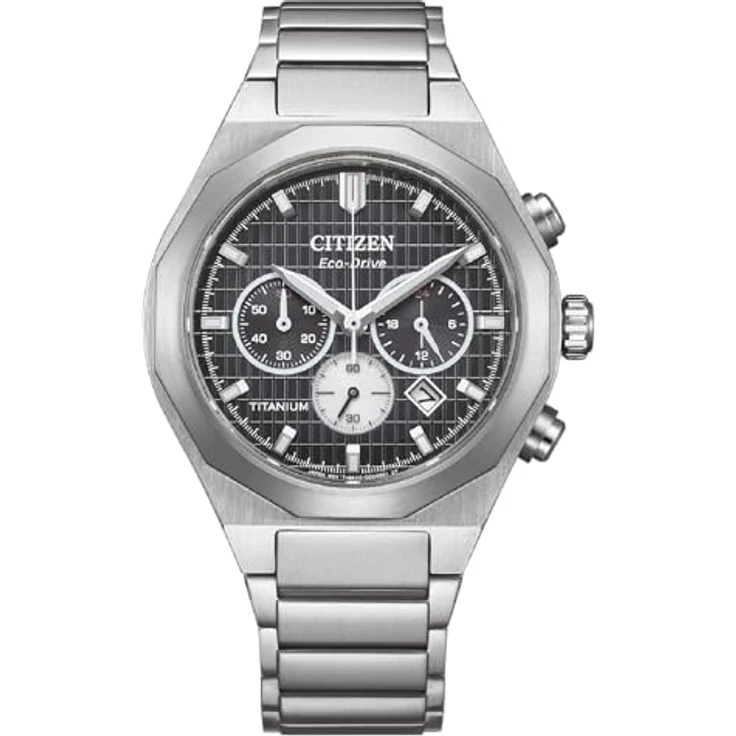 CITIZEN CA4690-51E Zenshin Senkei Eco-Drive Solar Chronograph, Silberfarbenes Super Titanium mit Gliederband – Bild 1