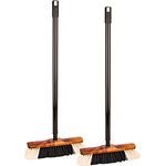 BigDean 2X Zimmerbesen mit Stiel - Besen Holzbesen Teleskopstiel Stubenbesen Haushaltsbesen Kehrbesen - Made in Germany - Extra weiche Kunstborsten