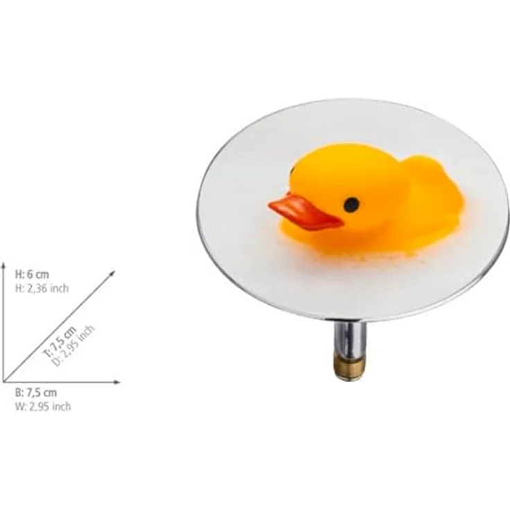 WENKO Badewannenstöpsel Pluggy® XXL Duck - Abfluss-Stopfen, für alle handelsüblichen Abflüsse, Kunststoff, 7.5 x 6 x 7.5 cm, Mehrfarbig – Bild 4