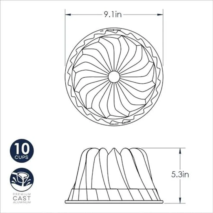 NordicWare Backform Gugelhupf, Aluminium, Silber, 22,9 x 22,9 x 10,2 cm – Bild 4