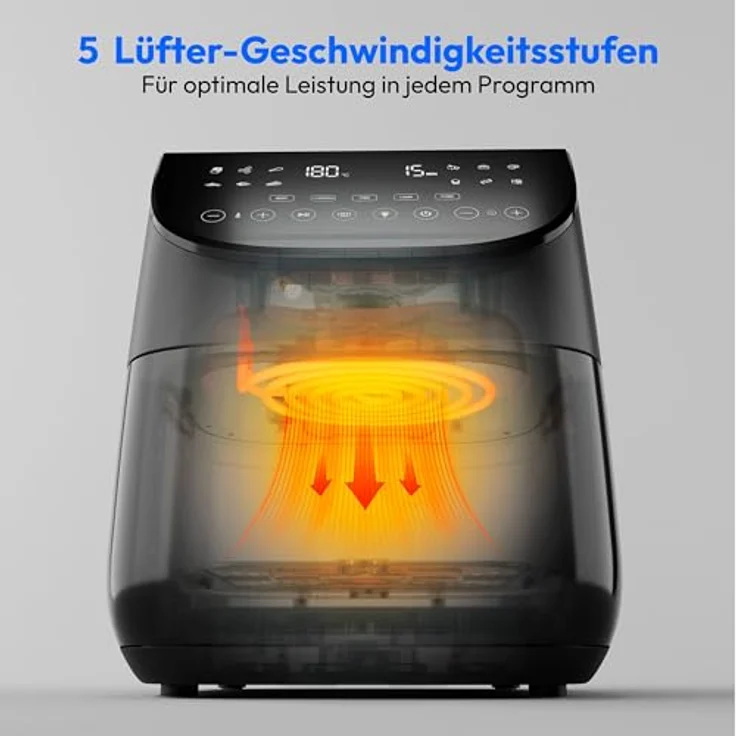 MEDION X20 XL Heißluftfritteuse, 6,6 Liter, 1.700 Watt, 5 Fleischprogramme mit Temperaturfühler, ILAG PFAS-frei, 10 Programme – Bild 3