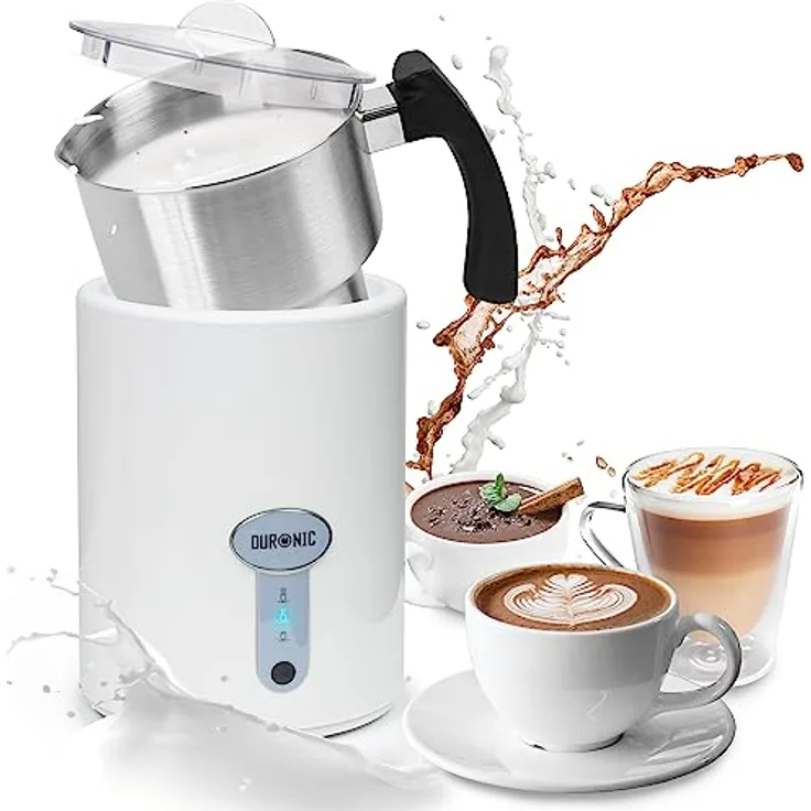 Duronic MF500 WE Milchaufschäumer, Induktion mit 500 ml abnehmbaren Behälter, XXL Milch Wärmer für Heiß- und Kaltschaum, Schwarz