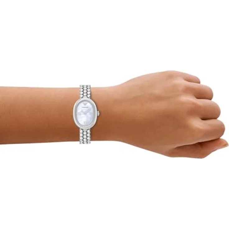 Emporio Armani Quarzuhr AR11720, Damenuhr mit weißem Perlmuttzifferblatt, römischen Ziffern und Edelstahlarmband, analog – Bild 2