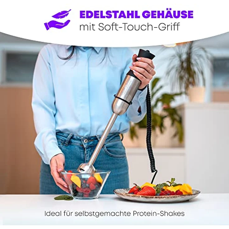 ProfiCook PC-SM 1094 1000W extra langer Edelstahlmixstab mit 4-fach Edelstahlmesser, variable Geschwindigkeitsregulierung – Bild 3