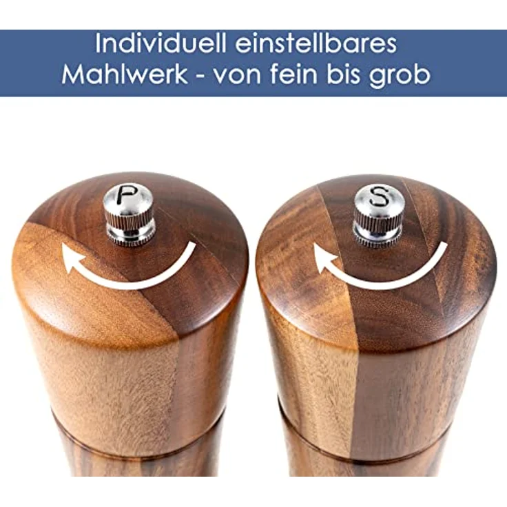 Hanseküche Salz und Pfeffermühle (25cm) – Gewürzmühle mit Keramikmahlwerk – Set bestehend aus Pfeffer und Salzmühle – Bild 4