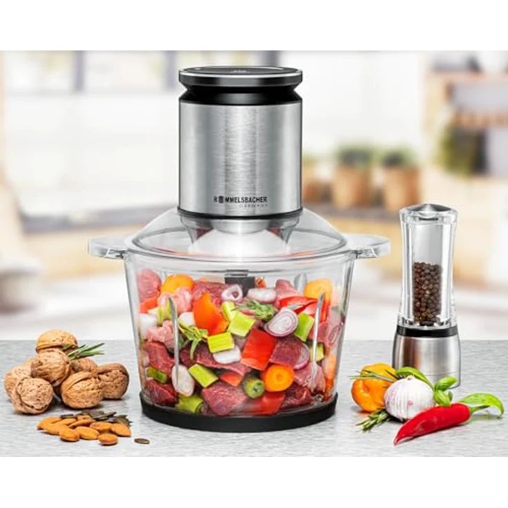 Rommelsbacher Multi Zerkleinerer MZ 800, 2,7 Liter Glasbehälter, 22-stufige Drehzahlregulierung, kraftvoller Motor, 9-flügeliges Edelstahl-Spezialmesser – Bild 2
