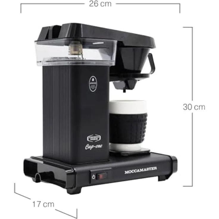 Moccamaster Filter Kaffeemaschine Cup-one, 0.3 Liter, 1090 W, Matt-Black – Bild 3