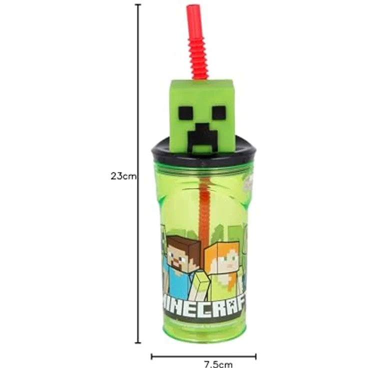 Minecraft 3D Trinkbecher mit Strohhalm, Kunststoff, 360 ml, für Kinder – Bild 5