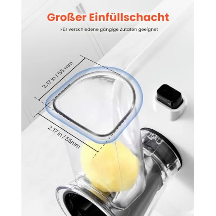 VEVOR Elektrische Käsereibe, 200 W Gemüsehobel mit 5 Edelstahlklingen, breiter Einfüllschacht, leicht zu reinigen, für schnelles Schneiden von Gemüse und Käse – Bild 4