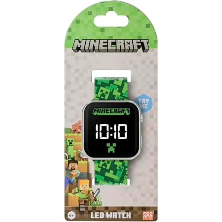 Minecraft Lässige Uhr MIN4273, Digitaluhr mit bedrucktem Armband und LED-Anzeige – Bild 3