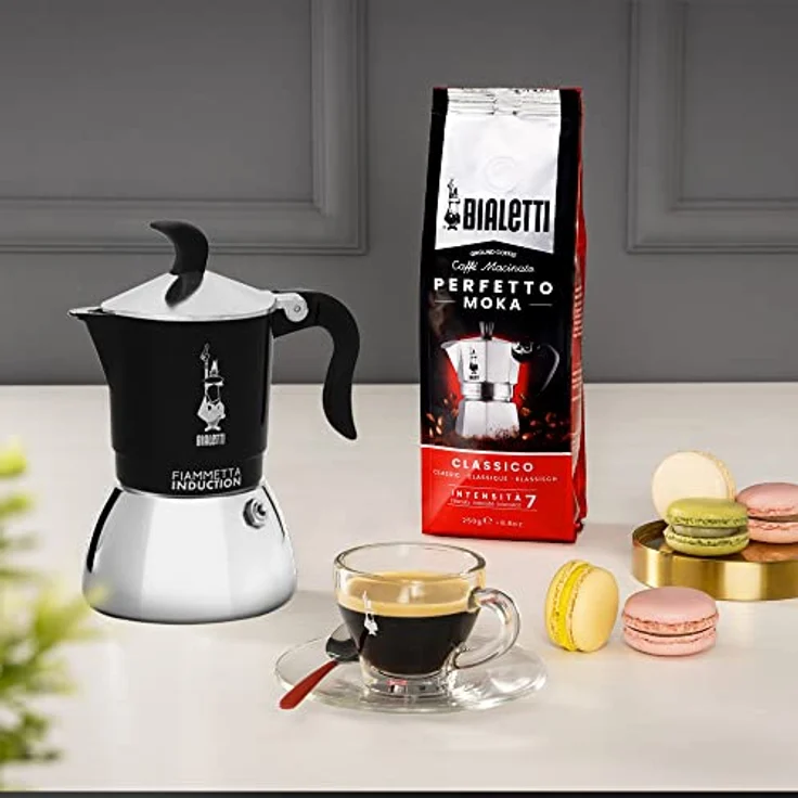Bialetti Flammetta Induction Kaffeemaschine, Stainless Steel, Schwarz, 4 Tassen – Bild 2