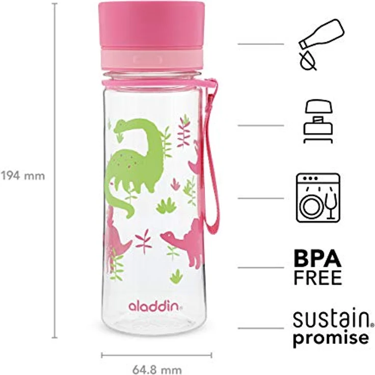 Aladdin Aveo Kinder Trinkflasche, Pink Kids Graphics, 0.43 L – Bild 3