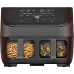 Instant Vortex Plus Doppelkorb mit ClearCook - 7.6L Digitale Heißluftfritteuse, Schwarz, 8-in-1 Smarte Programme - Fritieren, Backen,Braten, Grillen, Dehydrieren, Aufwärmen, XL Kapazität -1700W