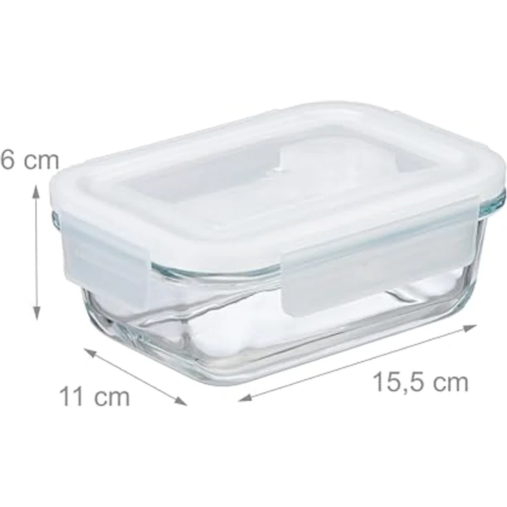 Relaxdays Glasbehälter mit Deckel, 6er Set, 370 ml, Frischhaltedosen, Kunststoffdeckel, luftdicht, Glasdose, transparent – Bild 4