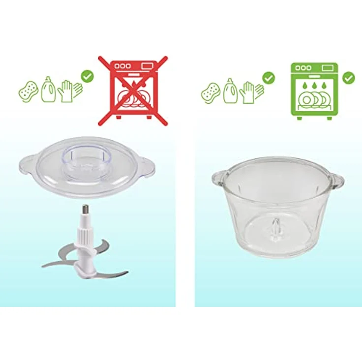 Beper P102ROB001 Zerkleinerer, 500W, 2 Geschwindigkeitsstufen, 1,5 L Behälter, Edelstahl, Glas, grau – Bild 6