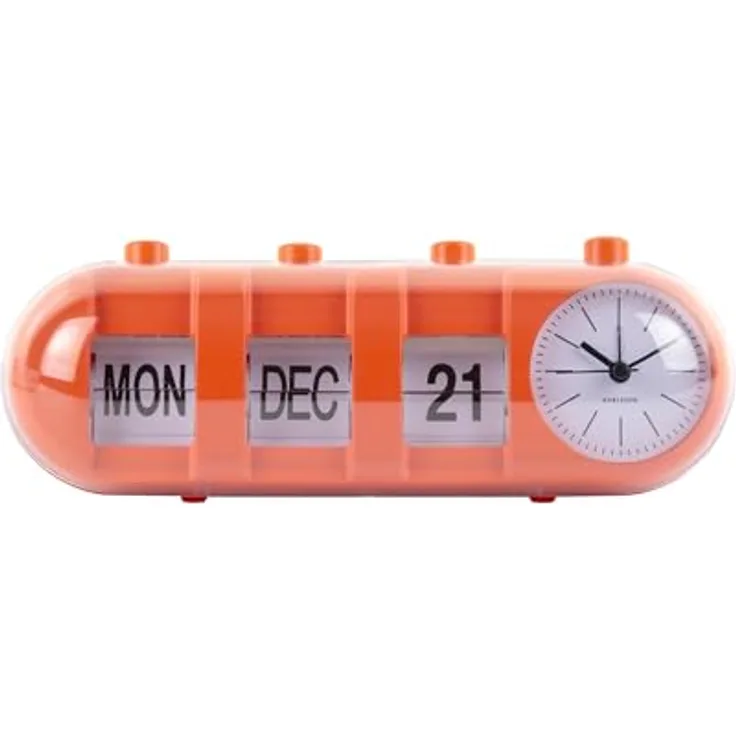 Karlsson Wecker Retro Tube, leuchtendes Orange, kompakt und tragbar, 9x26x9.3cm, Thermoplast, für Schlafzimmer
