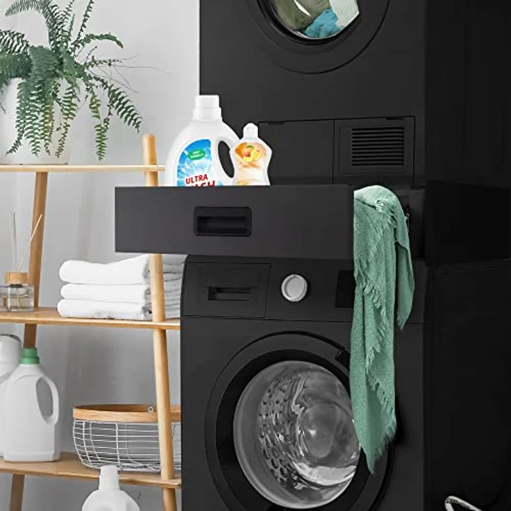 ML DESIGN modern living Verbindungsrahmen mit ausziehbarer Schublade, Stahl, 60,5x54cm, Schwarz, rutschfest, Universal Zwischenbaurahmen – Bild 1