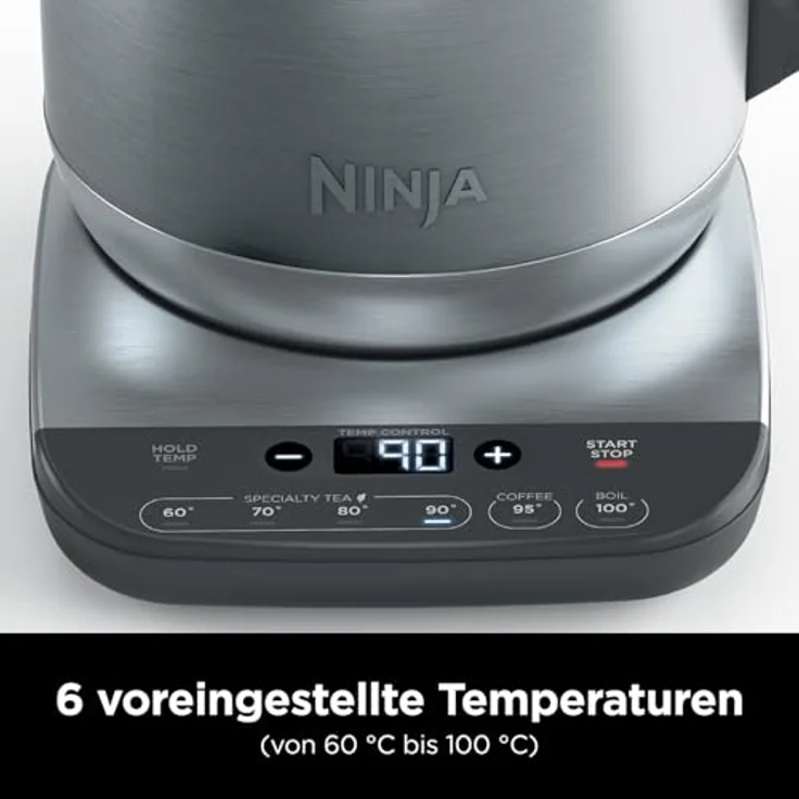Ninja KT201EU Wasserkocher, 3000 Watt, 1,7 Liter, Temperaturregelung, Warmhaltefunktion, edelstahl – Bild 2