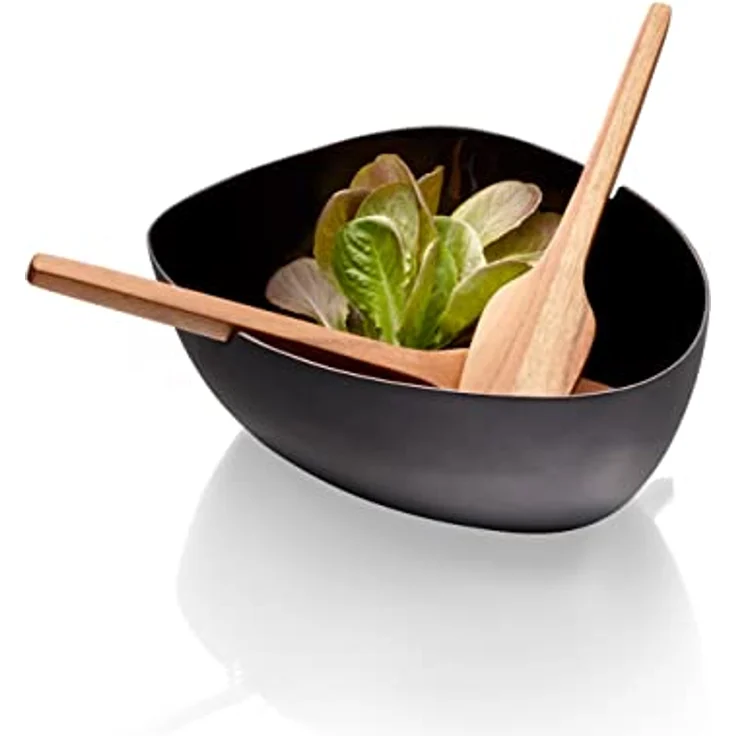 Philippi Design Salatschüssel Boat, Aluminium und Akazienholz, mit Salatbesteck, 27 cm breit – Bild 2