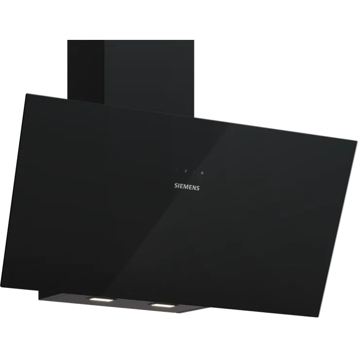 Siemens LC85KDF6K, Dunstabzugshaube im schrägessen Design mit schwarzer Glasfront, 3 Leistungsstufen, Abluft- und Umluftbetrieb