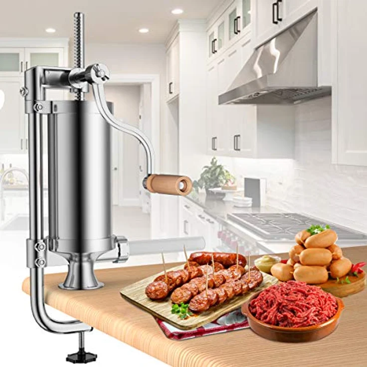COSTWAY Wurstfüllaufsatz Wurstfüller, 1,5L, 4 Füllrohre (15/Ø19/Ø22/Ø25mm), Aluminium/Kunststoff, rutschfeste Schraubzwingenbefestigung – Bild 4