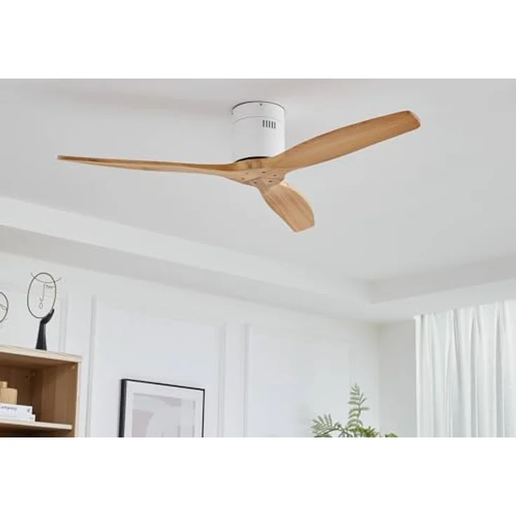 LUCANDE Deckenventilator Vindur, weiß, Holz, DC-Motor, geräuscharm, mit Fernbedienung – Bild 2