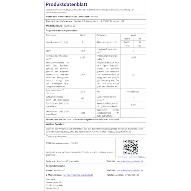 homeX GST6AD-W Mini Geschirrspüler, Tischgeschirrspüler für 6 Maßgedecke, 6 Programme, AquaStop, Energieeffizienzklasse D, Weiß – Bild 12