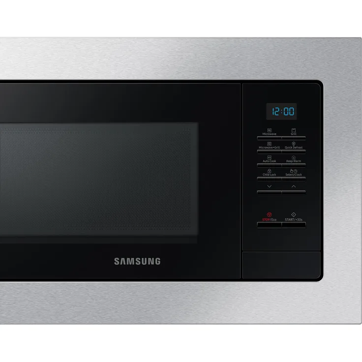 Samsung MG20A7013CT/ET Einbaumikrowelle mit Grill, 20 L, 850 W, Edelstahl, Silber, LED-Display und berührungsempfindliche Steuerung