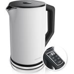 Arendo Wasserkocher ELEGANT, 1,5 l, 2200 W, Edelstahl, Doppelwand, Temperatureinstellung 40° - 100 °C mit Anzeige, weißes LED-Display - Preisvergleich