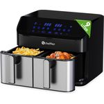 Scheffler Heißluftfritteuse 2 Kammern 9L (2x4.5L), Airfryer mit 2 Fächer, 8 Programme, 2000,00 W, Doppelkammer, Dual Cook & Sync Finish, Air Fryers XXL - Preisvergleich