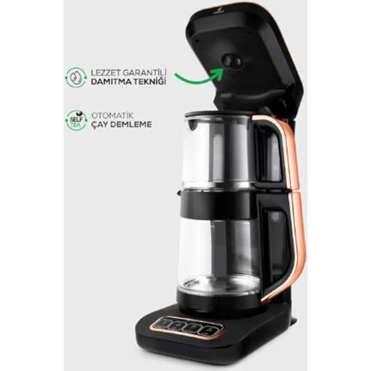 Karaca Robotea Pro 4 in 1 Teekocher, 2500W, Black Copper, Automatikfunktionen, Frischeanzeige, sprechende Informationen – Bild 4
