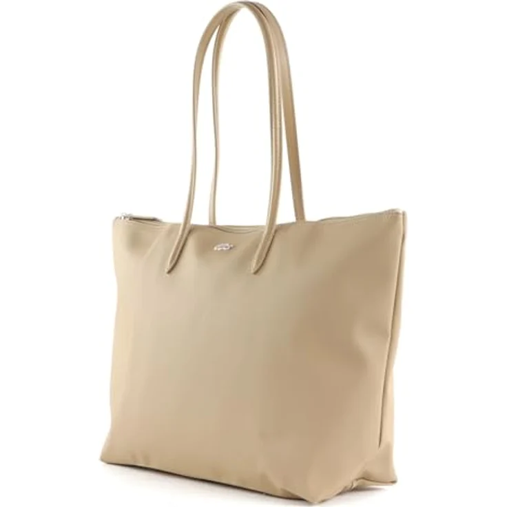 Lacoste L.12.12 Concept Shopper L, 35 cm, Hellbraun, mit Reißverschlussfach und Leder-Schulterriemen – Bild 2