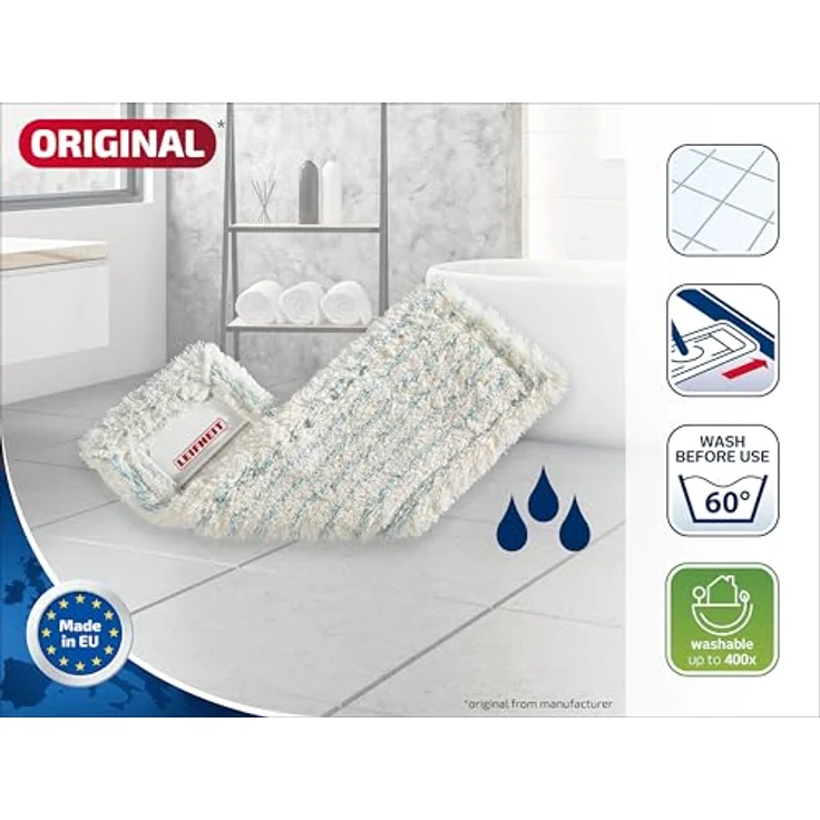 Leifheit Wischbezug Profi cotton plus, aus Baumwoll- und Suprafasern, saugfähiger Bodenwischer Ersatzbezug, Wischer Ersatzbezug für Steinböden und Fliesen – Bild 4