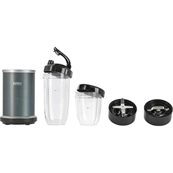 KeMar Standmixer (1000W, Anthrazit) Smoothiemaker, inkl. 2go Bechermit Sporttrinkdeckel, & 2 Klingen, 50ml Grinder -eloxierte Oberfläche - Mixer ice crush Funktion - cremige Smoothies & Milkshakes – Bild 2