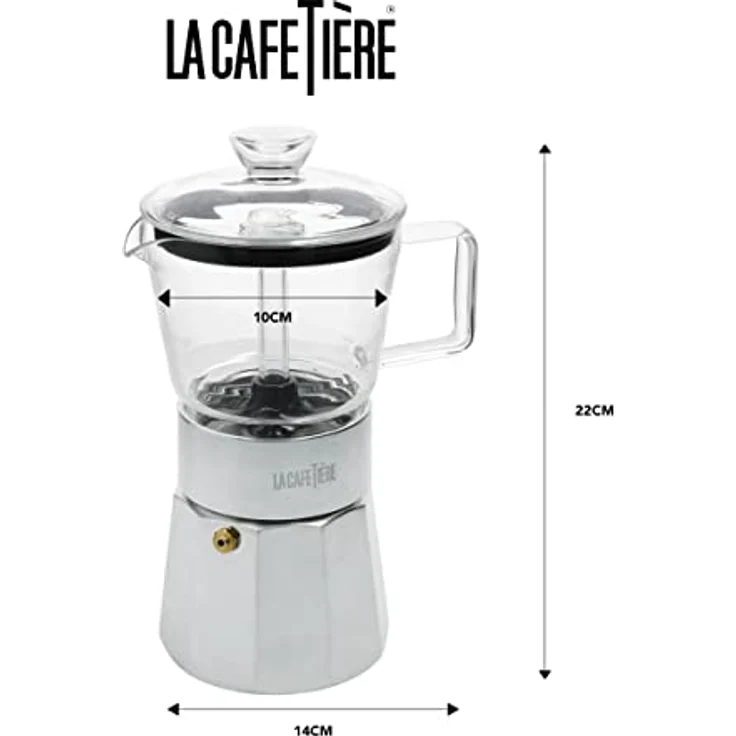 La Cafetière Espresso Maker, Espressokocher aus Aluminium, silber, für 6 Tassen, induktionstauglich, handwaschbar – Bild 2