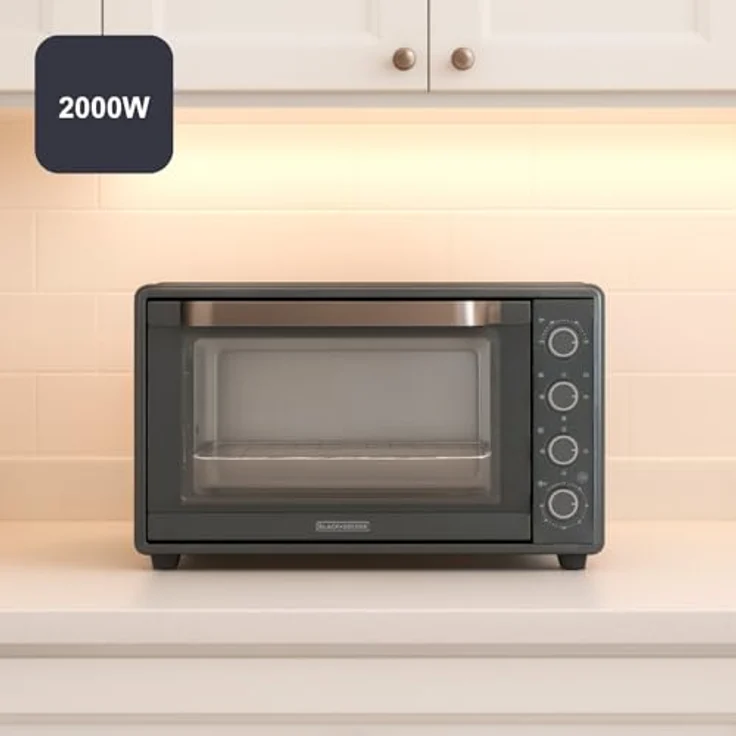 Black+Decker BXOV4500E, Elektrischer Umluftofen 2000W 45L mit 15 Funktionen, Drehspieß und Timer – Bild 3