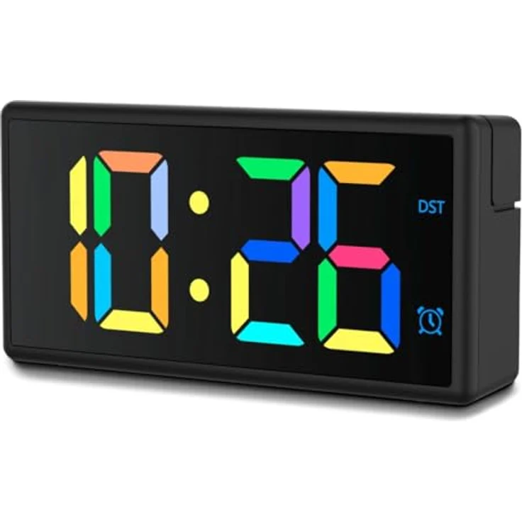 Hama Ibiza, Digitalwecker mit extragrosser Zeitanzeige, USB-Anschluss und individuell einstellbarem Multicolor-Display, schwarz – Bild 1