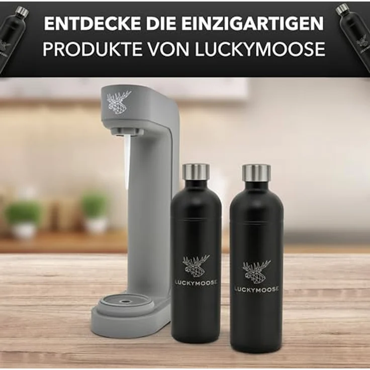 Luckymoose Infinity Wassersprudler, CO₂-sparende Sprudelwasser Maschine mit 2x 1,25L spülmaschinenfesten Edelstahlflaschen, stilvoll – Bild 7